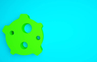 Mavi arkaplanda yeşil göktaşı simgesi izole edildi. Minimalizm kavramı. 3d illüstrasyon 3B canlandırma.