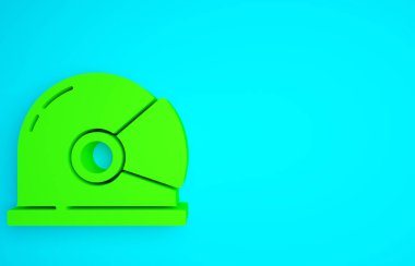 Yeşil Astronot başlık simgesi mavi arkaplanda izole edildi. Minimalizm kavramı. 3d illüstrasyon 3B canlandırma.