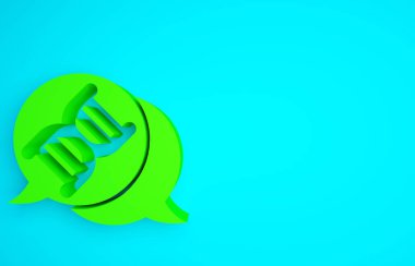 Mavi arkaplanda yeşil DNA sembolü izole edildi. Minimalizm kavramı. 3d illüstrasyon 3B canlandırma.