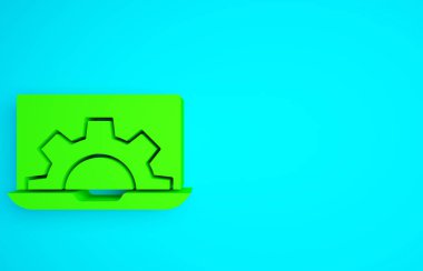 Yeşil Yazılım, Web Geliştirme, programlama konsepti ikonu mavi arkaplanda izole edildi. Programlama dili ve program kodu ekranda. Minimalizm kavramı. 3d illüstrasyon 3B canlandırma.