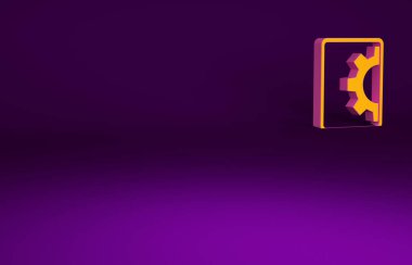 Orange Software, web geliştirme, programlama konsepti ikonu mor arkaplanda izole edilmiş. Ekran tabletinde programlama dili ve kod. Minimalizm kavramı. 3d illüstrasyon 3B canlandırma.