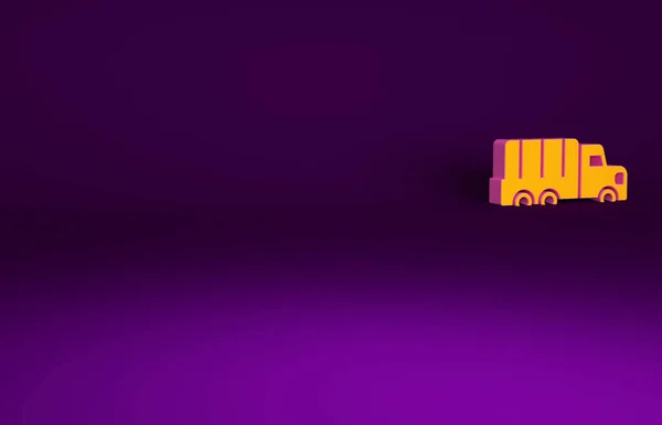 Πορτοκαλί Στρατιωτικό Φορτηγό Εικονίδιο Απομονώνονται Μωβ Φόντο Μινιμαλιστική Έννοια Απεικόνιση — Φωτογραφία Αρχείου