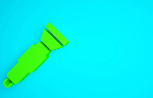 Ícone Lanterna Verde Isolado Fundo Azul Conceito Minimalismo Ilustração Render — Fotografia de Stock