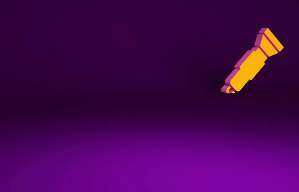 Ícone Lanterna Laranja Isolado Fundo Roxo Conceito Minimalismo Ilustração Render — Fotografia de Stock