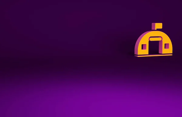 Иконка Военной Казармы Оранжевого Цвета Изолирована Фиолетовом Фоне Армия Воздушных — стоковое фото