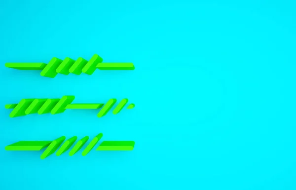 Green Barbed wire icon isolated on blue background. Minimalism concept. 3d illustration 3D render.