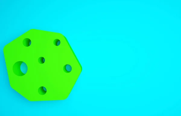 Иконка Зеленого Астероида Выделена Синем Фоне Концепция Минимализма Рендеринг — стоковое фото