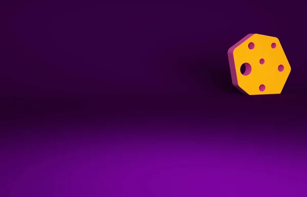 Orangefarbenes Asteroidensymbol Isoliert Auf Violettem Hintergrund Minimalismus Konzept Illustration Renderer — Stockfoto