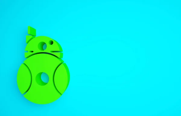 Icono Robot Verde Aislado Sobre Fondo Azul Concepto Minimalista Ilustración — Foto de Stock