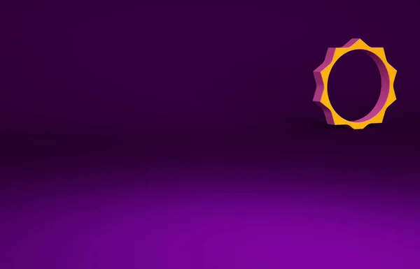 Ícone Orange Sun Isolado Fundo Roxo Conceito Minimalismo Ilustração Render — Fotografia de Stock