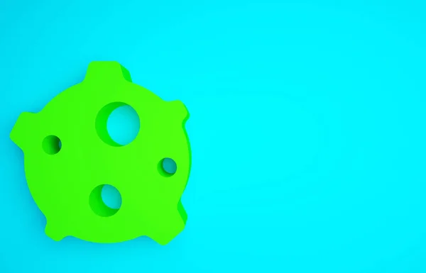 Zöld Aszteroida Ikon Elszigetelt Kék Háttérrel Minimalizmus Koncepció Illusztráció Render — Stock Fotó