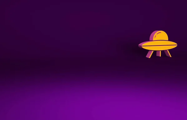 Orange Ufo Flying Spaceship Icon Isolated Purple Background Flying Saucer — Stock Photo, Image