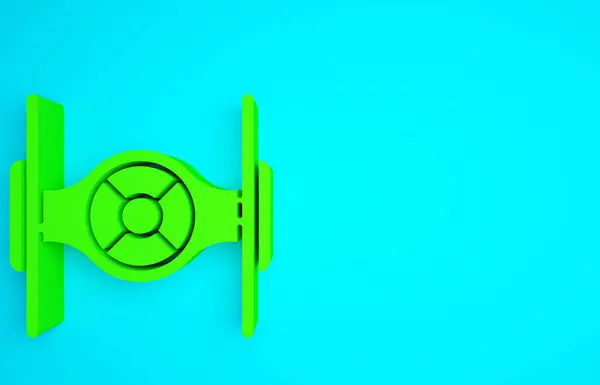 Grüne Kosmische Schiffsikone Isoliert Auf Blauem Hintergrund Minimalismus Konzept Illustration — Stockfoto