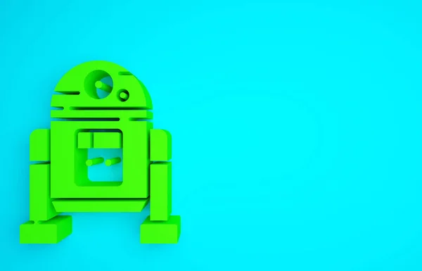 Піктограма Зеленого Робота Ізольована Синьому Фоні Концепція Мінімалізму Ілюстрація Рендеринга — стокове фото