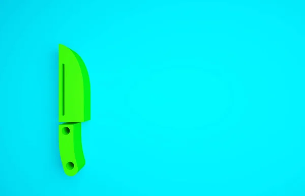 Green Knife Symbol Isoliert Auf Blauem Hintergrund Bestecksymbol Vorhanden Minimalismus — Stockfoto