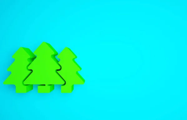 Árboles Verdes Icono Aislado Sobre Fondo Azul Símbolo Forestal Concepto — Foto de Stock