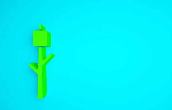 绿色棉花糖棒图标隔离在蓝色背景 最低纲领的概念 3D渲染3D插图 — 图库照片