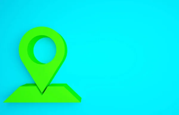 Ícone Pino Mapa Verde Isolado Fundo Azul Navegação Ponteiro Localização — Fotografia de Stock