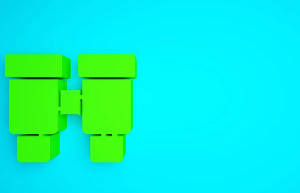 Піктограма Зелених Біноклів Ізольована Синьому Фоні Знайдіть Знак Програмного Забезпечення — стокове фото
