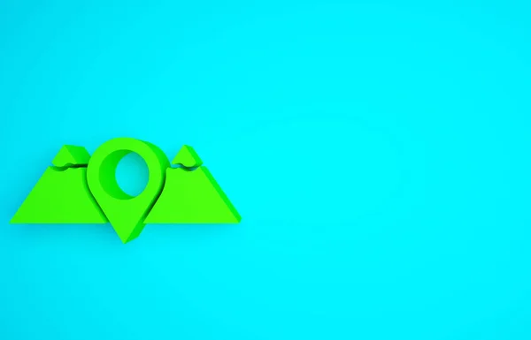 Grön Plats Berg Ikon Isolerad Blå Bakgrund Symbol För Seger — Stockfoto