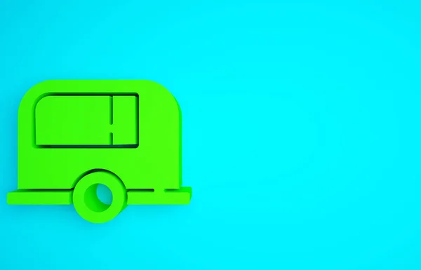 Зелений Кемпінг Піктограма Трейлера Ізольовані Синьому Фоні Подорож Мобільний Будинок — стокове фото