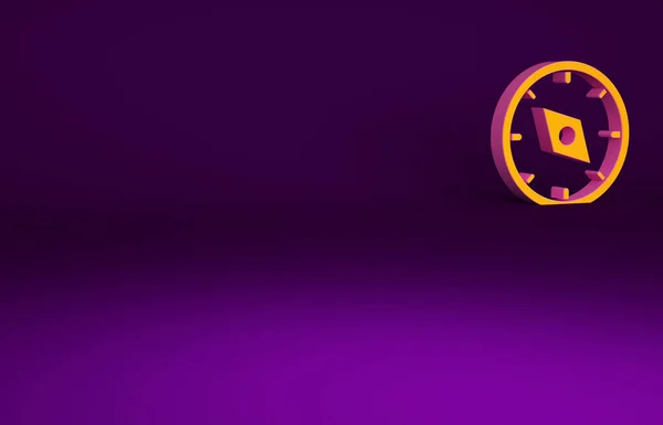 Orange Compass Icon Isolated Purple Background Windrose Navigation Symbol Wind — Stock Photo, Image