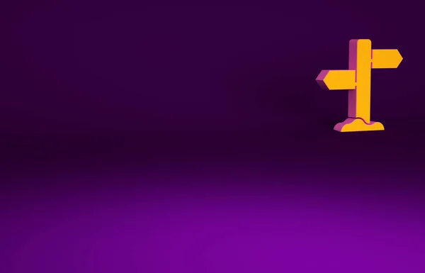 Оранжевая Дорога Значок Signpost Выделен Фиолетовом Фоне Символ Указателя Уличная — стоковое фото