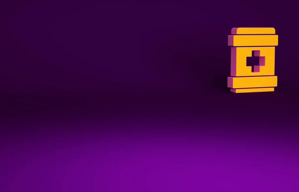 Иконка Оранжевой Аптечки Выделена Фиолетовом Фоне Медицинская Коробка Крестом Медицинское — стоковое фото
