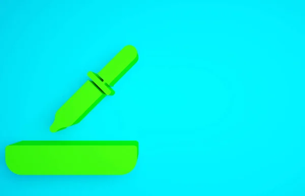 Grünes Pipettensymbol Isoliert Auf Blauem Hintergrund Element Medizinischer Kosmetischer Und — Stockfoto