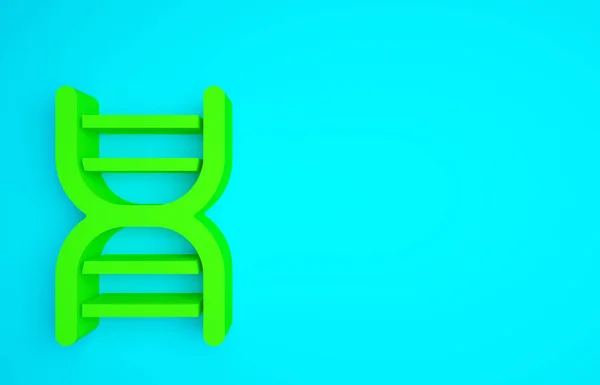 青色の背景に単離された緑色のDna記号アイコン 最小限の概念 3Dイラスト3Dレンダリング — ストック写真