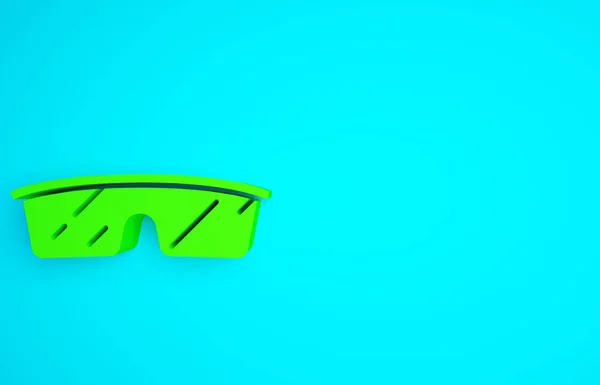 绿色实验室眼镜图标隔离在蓝色背景 最低纲领的概念 3D渲染3D插图 — 图库照片