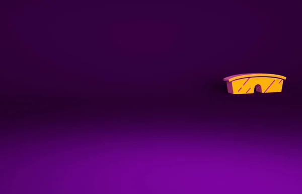 Иконка Очков Оранжевой Лаборатории Выделена Фиолетовом Фоне Концепция Минимализма Рендеринг — стоковое фото