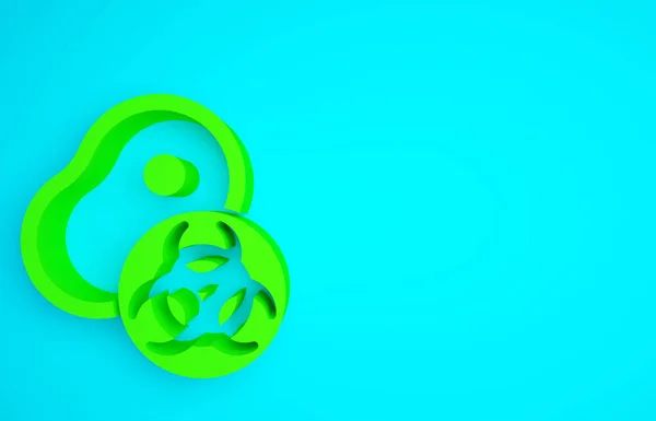 Icône Viande Génétiquement Modifiée Verte Isolée Sur Fond Bleu Seringue — Photo
