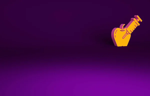 Помаранчева Генетично Модифікована Піктограма Яблука Ізольована Фіолетовому Фоні Фрукти Гмо — стокове фото