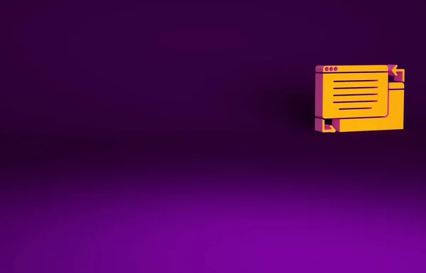 Laranja Ícone Design Isolado Fundo Roxo Conceito Minimalismo Ilustração Render — Fotografia de Stock