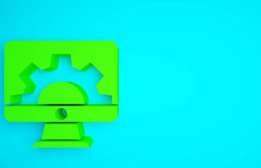 Yeşil Yazılım, Web Geliştirme, programlama konsepti ikonu mavi arkaplanda izole edildi. Programlama dili ve program kodu ekranda. Minimalizm kavramı. 3d illüstrasyon 3B canlandırma.