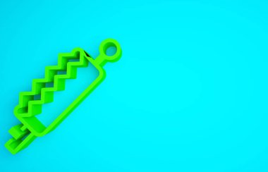 Yeşil Tuzak av ikonu mavi arkaplanda izole edildi. Minimalizm kavramı. 3d illüstrasyon 3B canlandırma.