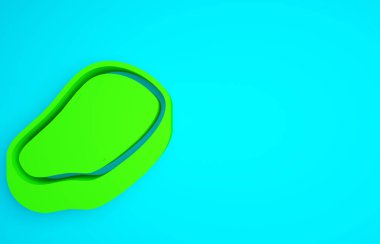 Mavi arka planda yeşil biftek ikonu var. Minimalizm kavramı. 3d illüstrasyon 3B canlandırma.