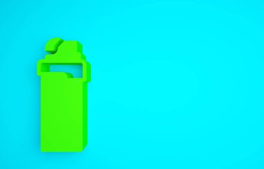 Yeşil Işık simgesi mavi arkaplanda izole edildi. Minimalizm kavramı. 3d illüstrasyon 3B canlandırma.