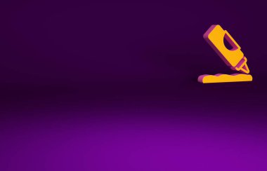 Mor arka planda izole edilmiş turuncu ketçap şişesi ikonu. Barbekü ve barbekü ızgara sembolü. Minimalizm kavramı. 3d illüstrasyon 3B canlandırma.