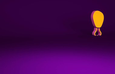 Mor arka planda izole edilmiş turuncu tavuk budu ikonu. Tavuk budu. Minimalizm kavramı. 3d illüstrasyon 3B canlandırma.