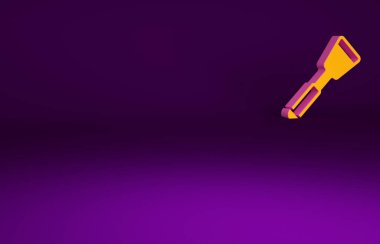 Mor arkaplanda izole edilmiş turuncu Spatula simgesi. Mutfak spatula ikonu. Barbekü spatula işareti. Barbekü ve ızgara aleti. Minimalizm kavramı. 3d illüstrasyon 3B canlandırma.