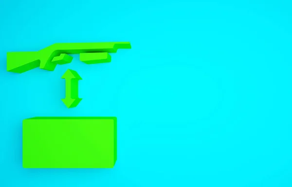 소총과 아이콘이 파란색 배경에 분리되어 있습니다 무기를 미니멀리즘의 개념입니다 렌더링 — 스톡 사진