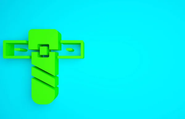 青の背景に隔離された緑のナイフホルスターアイコン 最小限の概念 3Dイラスト3Dレンダリング — ストック写真