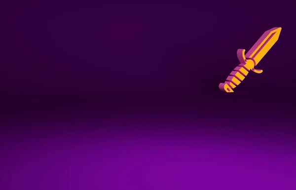 Orange Military Knife Icon Isolated Purple Background Minimalism Concept Illustration — Stock Photo, Image