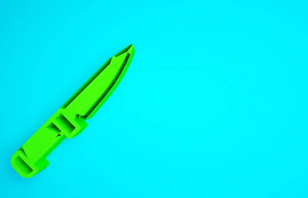 Green Military Knife Icon Isolated Blue Background Minimalism Concept Illustration — Stock Photo, Image