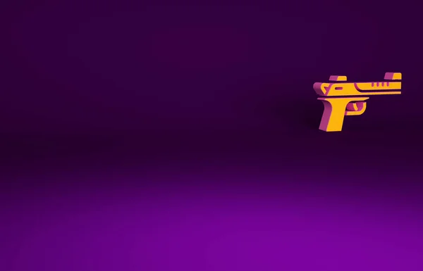 Icono Pistola Águila Del Desierto Naranja Aislado Sobre Fondo Púrpura — Foto de Stock