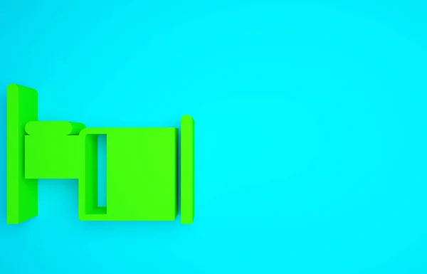 Ікона Зеленого Лікарняного Ліжка Ізольована Синьому Тлі Концепція Мінімалізму Рендеринг — стокове фото