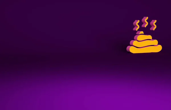 Orange Shit Icon Isolated Purple Background Minimalism Concept Illustration Render — Stok Foto