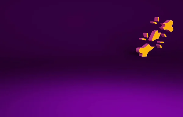 Orangefarbenes Symbol Mit Gebrochenem Knochen Auf Violettem Hintergrund Minimalismus Konzept — Stockfoto